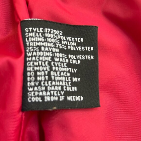 AEROS Kristen Blake Quilted Utility Hooded Jacket Coat Red Gray Lined M - Picture 7 of 11